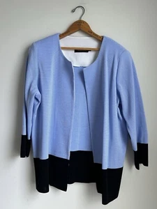 NWT MISOOK Women’s Baby Blue & White Striped Open Front Jacket Sz 1X - Picture 1 of 10