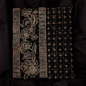 Copper Tjap Cap Chop Stamp Rose Trellis 8.5" x 7" Batik Indonesia Handmade Block - Picture 1 of 2