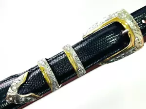 Greg Jensen Sterling Silber 0,925 14k Gold Gravur Ranger Gürtelschnalle 38 - Bild 1 von 12