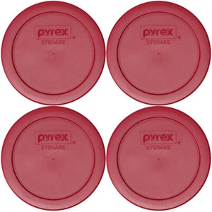 Pyrex 7202-PC 1-Cup Sangria Red Food Storage Lid Covers (4-Pack) - Picture 1 of 3