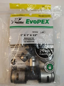 SharkBite EvoPEX 2-Pack 1" x 1" x 1/2" Push-to-Connect Reducing Tee New - Picture 1 of 7