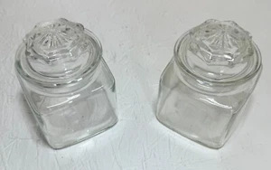 Vintage Apothecary Jar with Lid Glass X2 - Picture 1 of 3