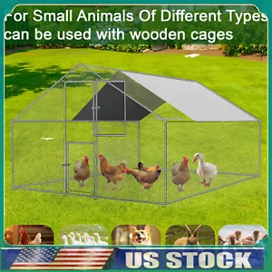 Walk-in Metal Chicken Coop 10ftx10ft  Poultry Cage Hen Run House Cover Large - Picture 1 of 8