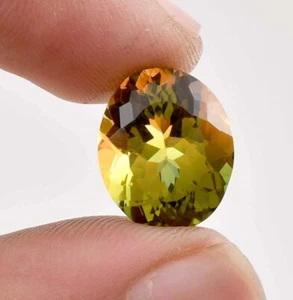 Flawless Natural 16 x 14 Bi-Color Yellow-Green Tourmaline GIT Certified Gemstone - Picture 1 of 6