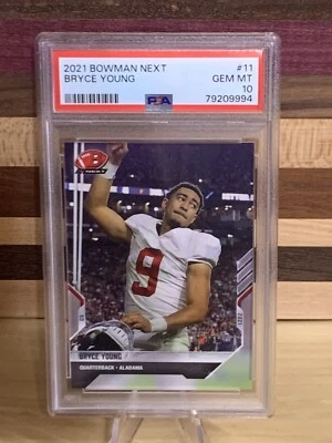 🔥🏈 2021 Bowman Next BRYCE YOUNG #11 RC ROOKIE Alabama PSA 10 GEM Mint 📈🏈🔥 - Image 1 of 2
