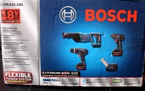 Bosch 18V Lithium-Ion 4 PcTool Kit, CLPK495A-181 - Brand New In Box - Image 1 of 1