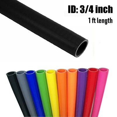 ID 3/4" 19mm Heater Hose Radiator Coolant Pipe .75" 1feet length black Silicone - Image 1 of 4