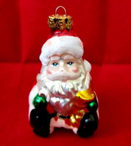 Molde soplado brillante vintage sentado Papá Noel arte vidrio adorno de Navidad - Imagen 1 de 8
