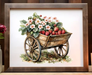 Strawberries Wall Art Print, Strawberry Kitchen Art Print, Home Decor Art #587 - Picture 1 of 2