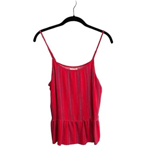 Maurices Tanktop Damen Gr. L rot hellblau gestreift Schößchen Rüschensaum Träger - Bild 1 von 7