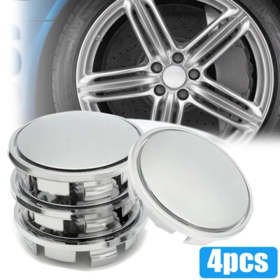 4x Silver ABS Chrome 65mm Car Wheel Center Caps Tyre Rim Hub Cover Accessories - Image 1 of 4