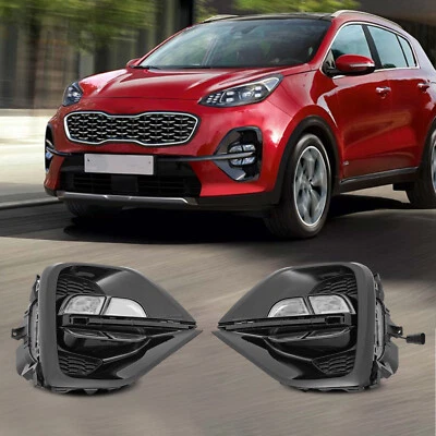 Fog Lamps For 2020-2021 Kia Sportage LED Fog Lights Pair Driving w/ Bezels Trim! Foto 1 de 4