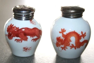 Thomas Porzellan roter Drache Salzstreuer mit 835 Silber Deckel / M. F. G. handg - Bild 1 von 11