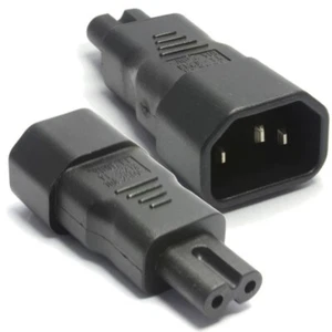 Enchufe de cable de hervidor IEC de 3 pines C14 a figura 8 enchufe C7 adaptador de enchufe de red eléctrica - Imagen 1 de 1