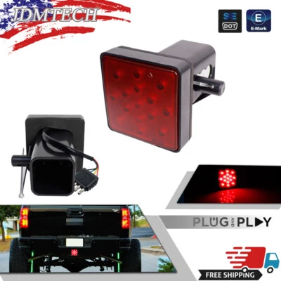 2" 15 Led Lamps 4 Way Trailer Tow Hitch Cover Light Stop Tail Light Brake Light - Image 1 of 4
