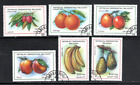 FS506 Madagassien 1992 6 verschiedene Früchte Litchis Avocados Bananen Pfirsiche Äpfel orange