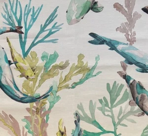 MANUEL CANOVAS Salina Aqua Fish Polyester In/outdoor fabric Remnant New - Picture 1 of 1