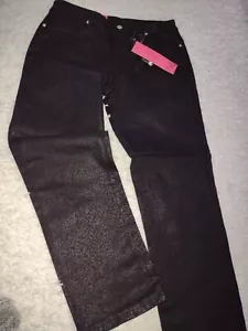 Jet-Line Damenhose Stretch Jeans elegant Glanzdessin schwarz kurz Gr.34 (K11) - Bild 1 von 4