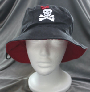 Black & Red Skull and Crossbones with Bow Bucket Hat **NEW**