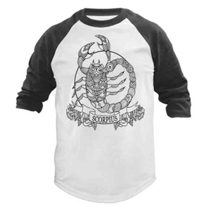 Scorpione segno zodiacale oroscopo grafica astrologica manica 3/4 raglan - Foto 1 di 10