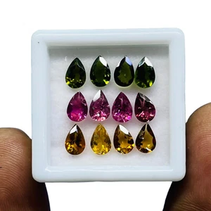 12 Pcs Natural Tourmaline 6x4mm Pear Cut Loose Untreated Gemstones Lot 4.47 Cts - Picture 1 of 8