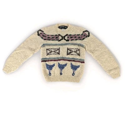 VTG Womens S Manosport Equestrian Wool Sweater Hand Knit Cottagecore Uruguay - Image 1 of 4