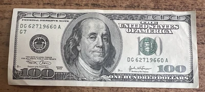 Currency $100 Fancy Serial Number - 62719660 - 6/27/1966 (Series 2003) - Image 1 of 2