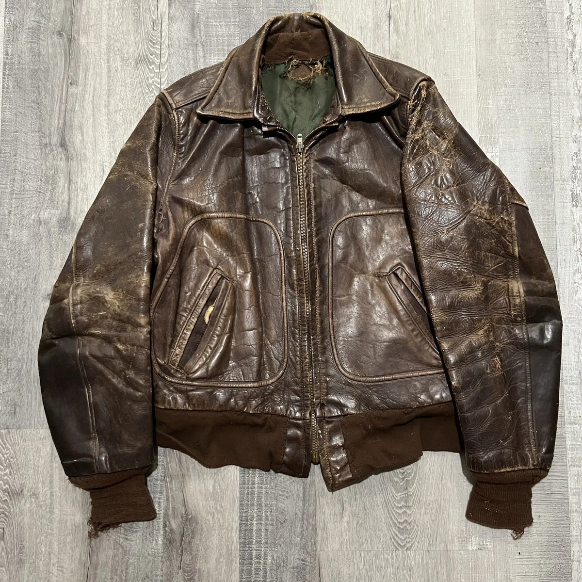 Bomber/Harrington Leather Vintage Outerwear Coats & Jackets for