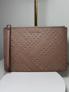 Michael Kors Clutch Jet Set Travel XL Reißverschluss Öse hellbraun Leder - Bild 1 von 8