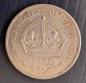 1938 Australia One Crown Coronation 28.28g Silver (92.5%) coin George VI - Picture 1 of 2