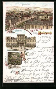 Lithographie Bayreuth, Panorama, Fantasie, Richard Wagner´s Grab 1899 - Picture 1 of 2