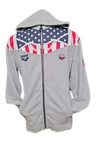 ARENA Team USA Swimming Olympics 2020 GRAY OG Full Zip Hooded Jacket Hoodie M - Picture 1 of 11
