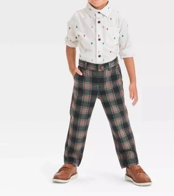 Boys Cat & Jack Straight Leg Classic Black Plaid Dress Pants 6 Retail $25 - Image 1 of 4