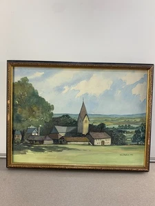 Framed watercolor painting by Allan Shepherd "Sompting Sussex" 1972 - Picture 1 of 4