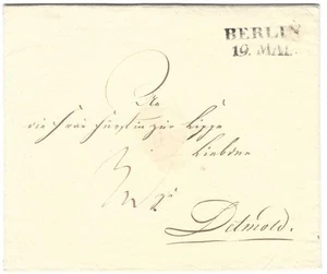 Preußen Berlin 1821/1848 Zweizeiliger Aufgabestempel Berlin Briefhülle Detmold - Bild 1 von 1