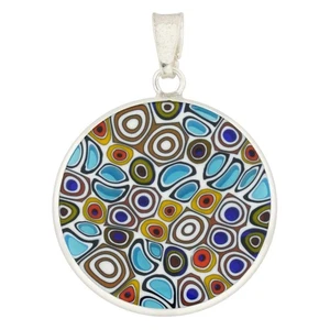 "Colgante de vidrio GlassOfVenice Murano Millefiori en marco plateado 7/8" - Imagen 1 de 4
