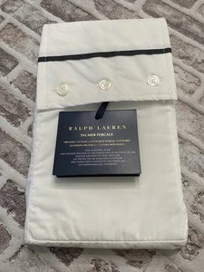 Ralph Lauren Organic Cotton Palmer Standard Pillow Sham Navy Blue Trim New Tags - Picture 1 of 4