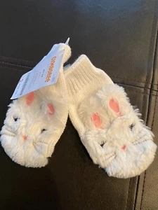 NEW GYMBOREE GIRLS FURRY BUNNY KNIT EMBROIDERED MITTENS NWT 2T / 3T - Picture 1 of 2