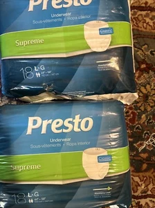 2 Boxes PRESTO Underwear Supreme Classic Sz LARGE 18 Pack 44"- 58" New Total 36 - Picture 1 of 4