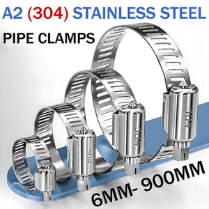 PIPE CLAMPS-WORM DRIVE CLIPS A2 STAINLESS STEEL CLAMPS HOSE FUEL PIPE 6MM- 900MM - Picture 1 of 47