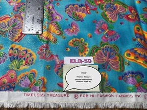 TELA DE ACOLCHADO VINTAGE: 18"22" Blue Butterflies Timeless Treasure ELQ-50 - Imagen 1 de 10