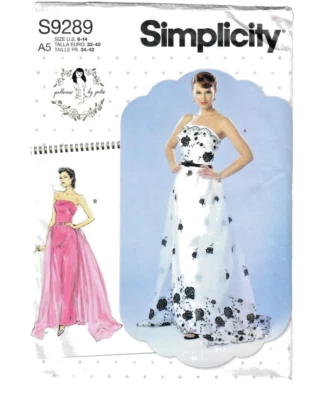 Simplicity S9289 Retro Inspired Strapless Gown, Belt & Detachable Train Sz 6-14 - Image 1 of 4