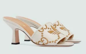 Scarpe sandali décolleté donna Gucci X Adidas in pelle con logo nuove con scatola - Foto 1 di 6
