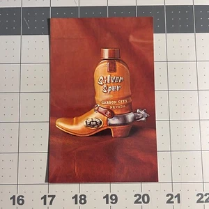 Botas de casino Ezra Brooks Kentucky jarra de whisky tarjeta Silver Spur Carson City - Imagen 1 de 2