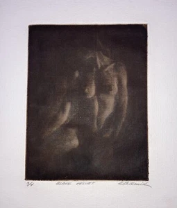 1970s R.G. Smith Vintage Nude Mezzotint Signed & Numbered, "Black Velvet". - Picture 1 of 5