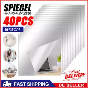 40PCS Weich Spiegelfolie Selbstklebend Wand Möbel Wandspiegel Folie Spiegel 15cm - Bild 1 von 18