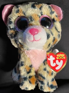 TY BEANIE BOOS - "LIVVIE" Peluche Suave Leopardo Marrón y Rosa "VelveTy", 6" con Etiquetas - Imagen 1 de 7