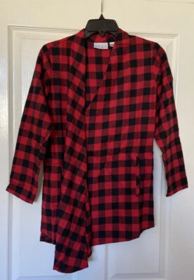 Cárdigan Joan Rivers Drapeado Frontal Cuadros Búfalo Rojo/Negro XXS A283726 Foto 1 de 4