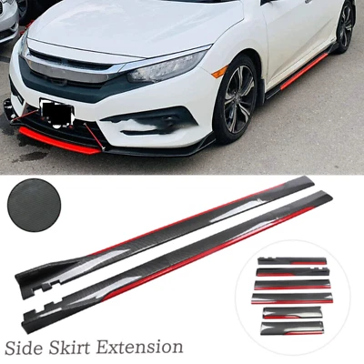 For Honda Insight Carbon Fiber Look Side Skirt Extension Spoiler Splitter Q - Image 1 of 4