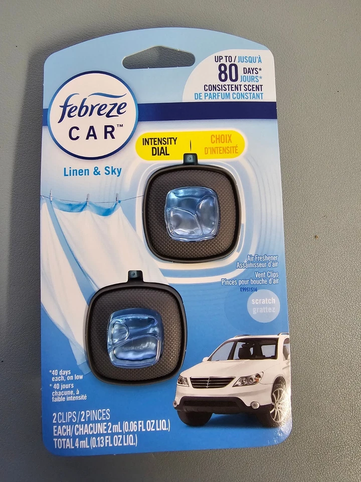Зажимы на решетку вентиляции с запахом автомобильного льна и неба Febreze, всего 2 зажима - Изображение 1 из 1
